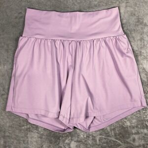 Halara Softly Zero Airy High Waisted Shorts Size L LONG Purple Cool Touch Yoga